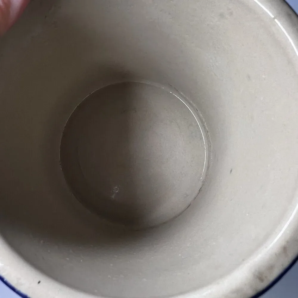 Vintage Pottery House Algoma Wisconsin Stoneware Crock Cobalt Blue Rim